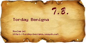 Torday Benigna névjegykártya
